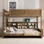Lit double superposé au-dessus de grand lit double avec armoires de rangement et ports USB-118098550-118098548