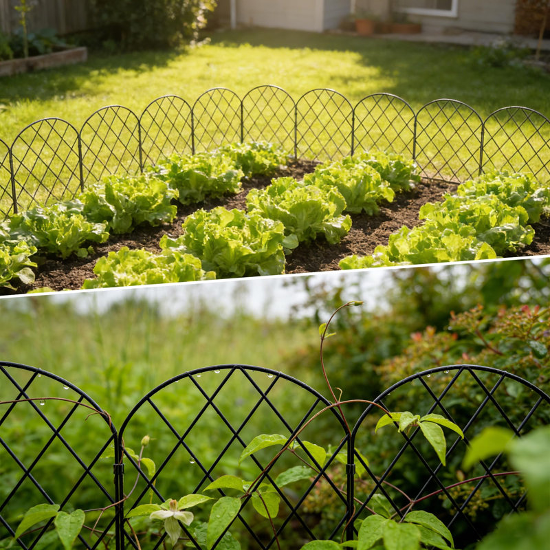 61cm H x 33cm W Metal Garden Border Fence, Diamond Mesh, 10/25 Pack, Black, 25
