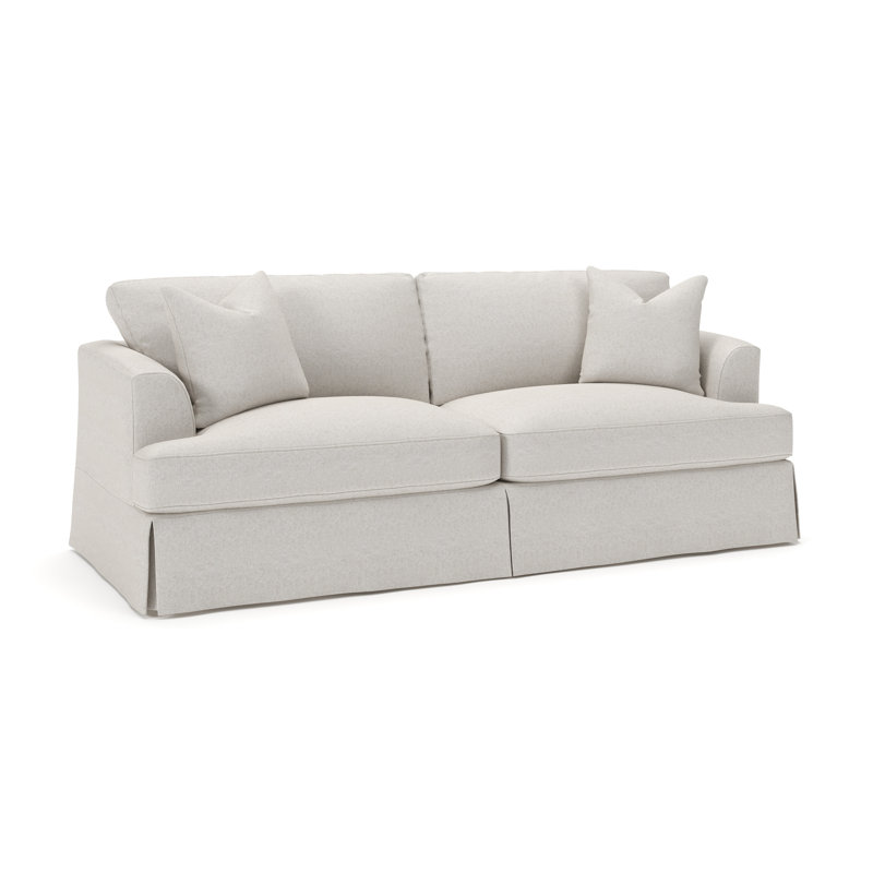 Lucia 92.5'' Slipcovered Sofa, Macarena Light Gray Canvas