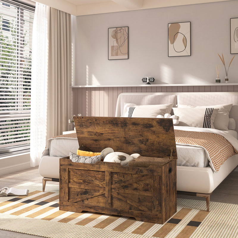 Keiler Storage Chest, Storage Trunk, Wooden Storage Bench -Lift-Top Storage Organizer with 2 Safety Hinges, Shoe Bench for Entryway, Bedroom, Living Room