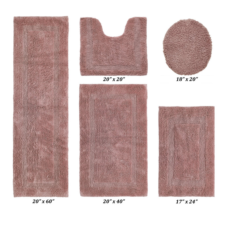 Ensemble de tapis pour salle de bain 5 pièces Lux Premium 2370 GSM, Rose, 5 pièces (18 po x 20 po | 17 po x 24 po | 20 po x