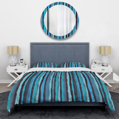 Black/Blue Microfiber 2 Piece Duvet Cover Set