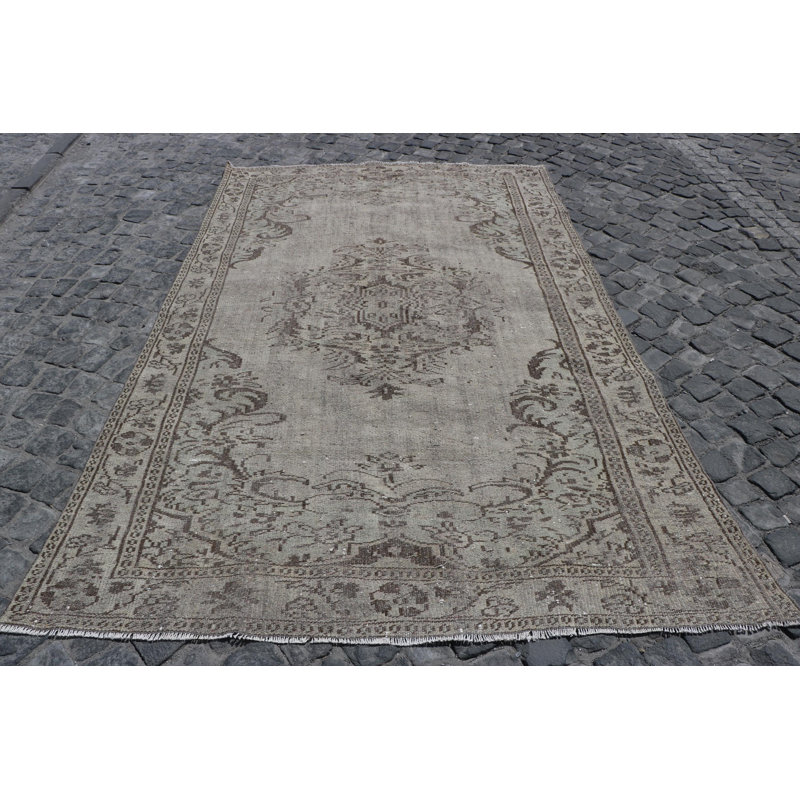 Grand tapis Oushak turc antique en brun - décoration de chambre à coucher rétro Anatolian
