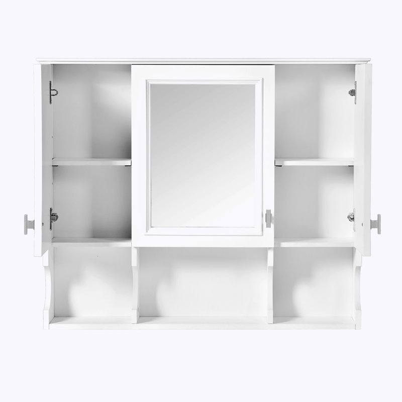 Armoire à pharmacie murale pour salle de bain, armoire de toilette murale avec tablettes ouvertes, Blanc