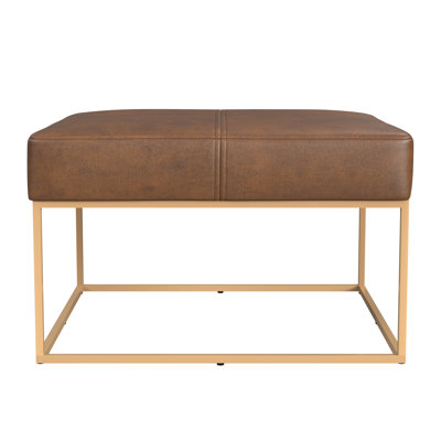 Homepop Large Square Metal Ottoman - Faux Leather