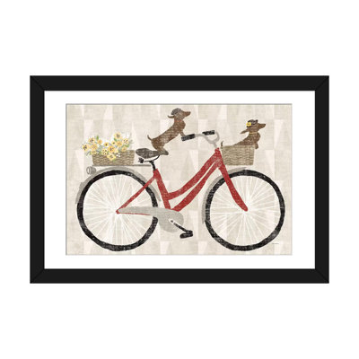 «Doxie Ride Red Bike» par Sue Schlabach, impression sur toile tendue