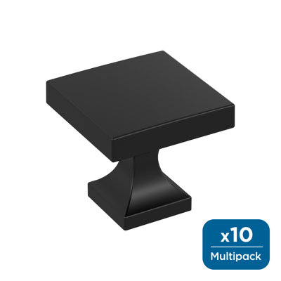Pedestal 1-1/16 inch (27mm) Length Matte Black Cabinet Knob - 10 Pack