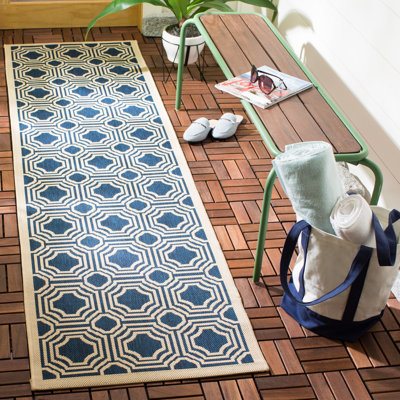 Tapis intérieur / extérieur bleu marine / beige Arneshia