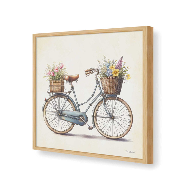 "Floral vélo I" par Nicole DeCamp, reproduction d'art, L 30 po x H 30 po, Érable, Impression encadrée