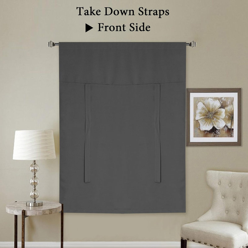 Kitchen Tie Up Curtain Tie Up Rod Pocket Thermal Insulated Blackout Adjustable Window Treatment Shade for Bedroom, 42W x 63L (2 Panels)
