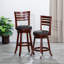 Tabouret pivotant à dossier et à lattes de 24 po de hauteur comptoir, siège en tissu à finition cerisier-1080185672-1080185719