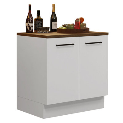 Latitude Run® Home Bar Cabinet Storage with 2 Doors and 2 shelves – Wooden Organization Unit for Kitchen, Dining Room – White