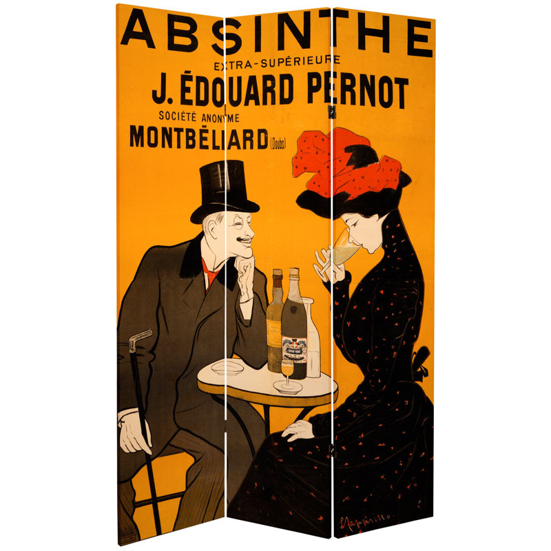 72" x 55" Double Sided Absinthe 3 Panel Room Divider