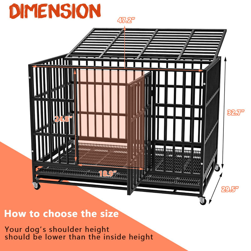 Cage pour chien 48 pouces indestructible, Black