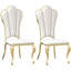 Chaise de salle à manger avec pieds en acier inoxydable doré et ensemble de 2 pièces en cuir de polyuréthane blanc-761175458-761175457-761173224