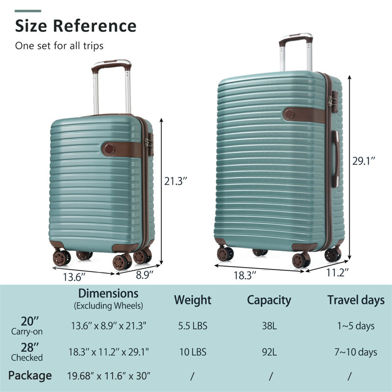 Ensemble de valises rigides avec verrou TSA, Blue