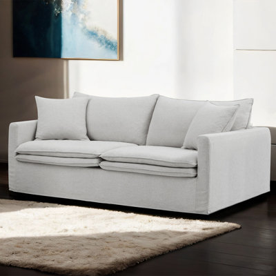84" W Transitional Sofa, Light Gray