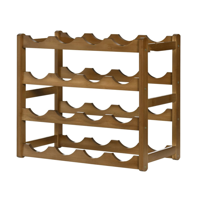 Istres Tabletop Wine Bottle & Glass Rack Brown