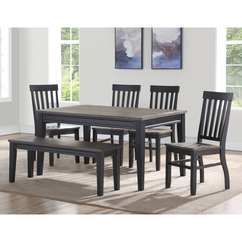Ensemble de salle à manger Demorian, 6 pièces: table, banc, 4 chaises