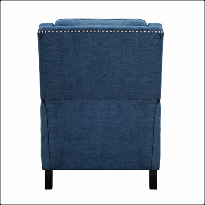 Chaise inclinable Modern Home Furniture avec tissu texturé bleu, garniture cloutée et mouvement d'inclinaison automatique pour un confort et un style ultimes