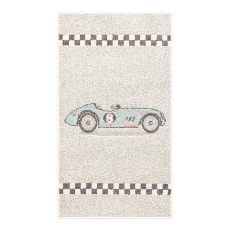 Gray Synthetic Easy Care Stain-resistant Kids Runner Rug