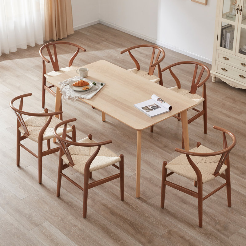 Ensemble de 2 chaises de salle à manger de style Mid-Century modernes en bois de hêtre / frêne, entièrement assemblées pour la maison de plage / salle à manger