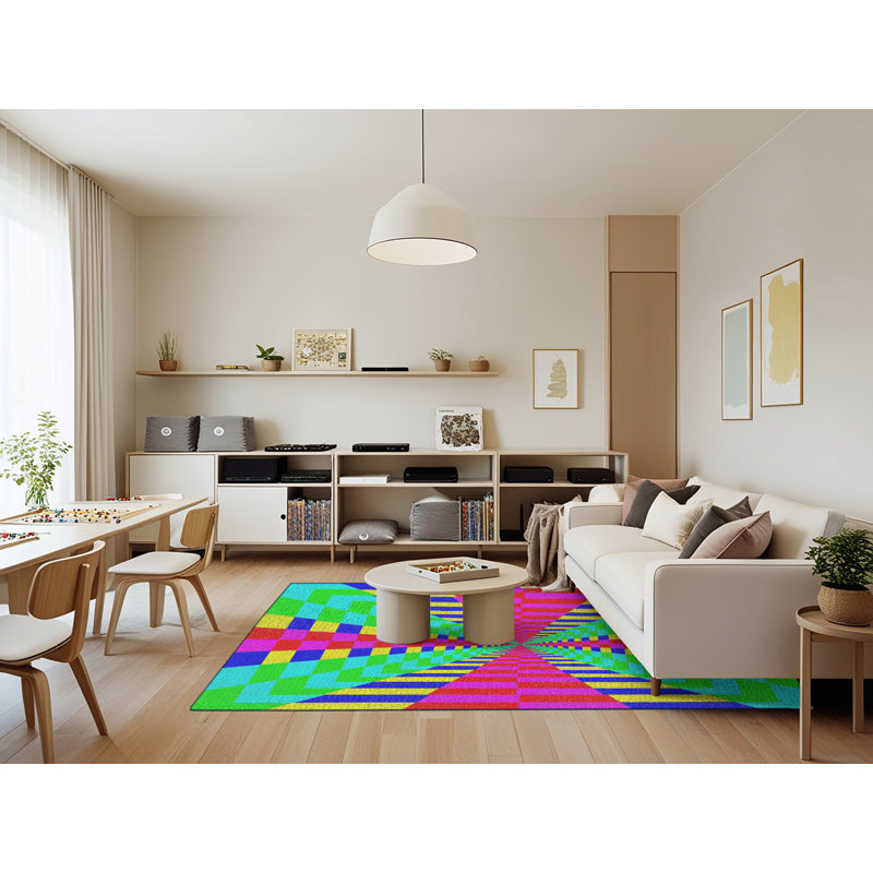 Geometric Indoor Rug, Rectangle 7' x 9'