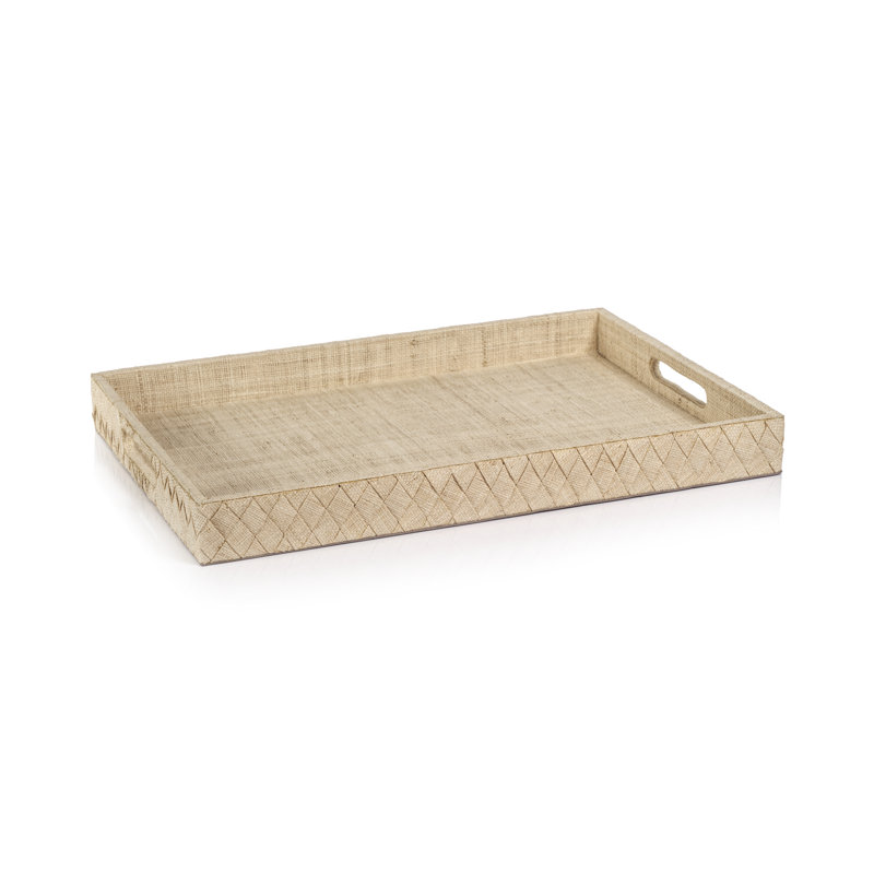 Plateau de service en raphia tissé Trakelia, H 2 po x l 14 po x P 20 po