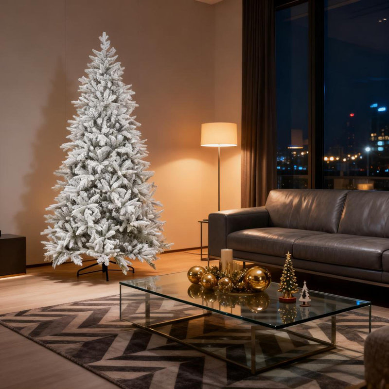 Arbres de Noël artificiels de qualité supérieure, métal et plastique, motif de neige floquée, utilisation intérieure