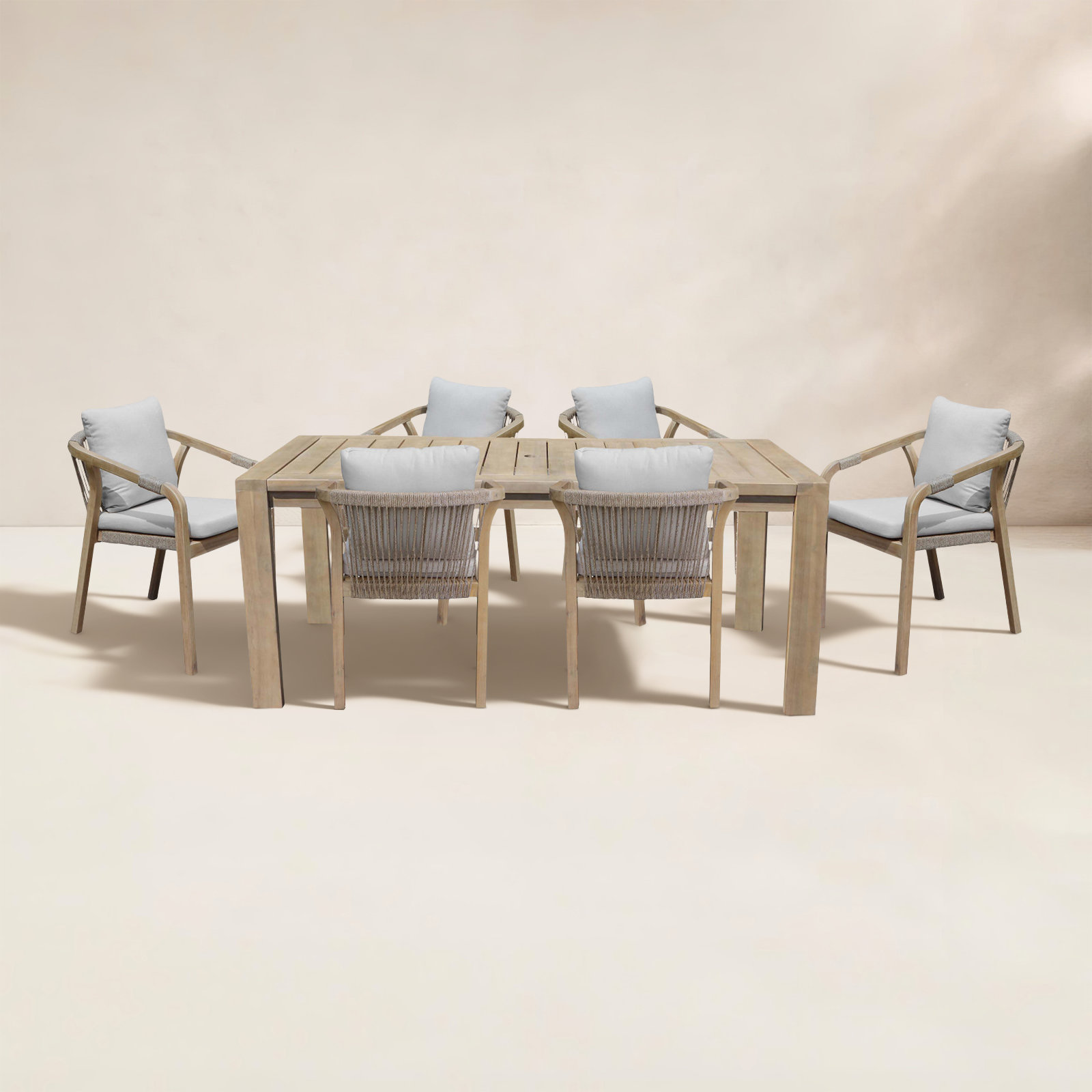 Joly 71" Acacia Patio Dining Set, Brown