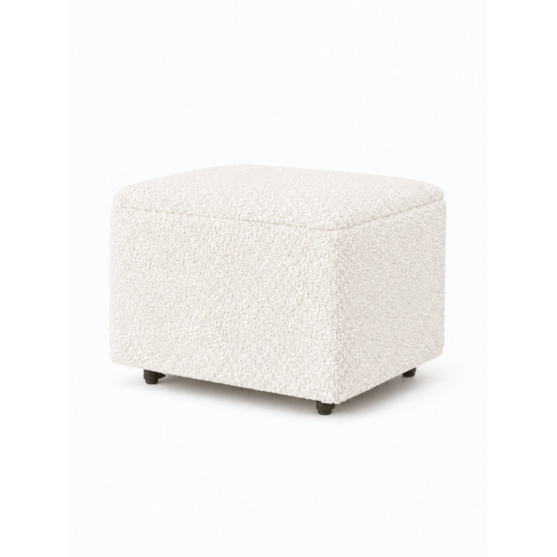 Upholstered Footstool, High Performance Bouclé Oyster