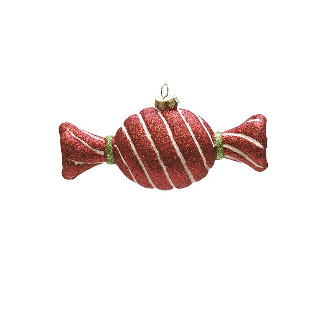 Ornement en forme de bonbon de Noël rayé rouge et blanc incassable 4,75 po