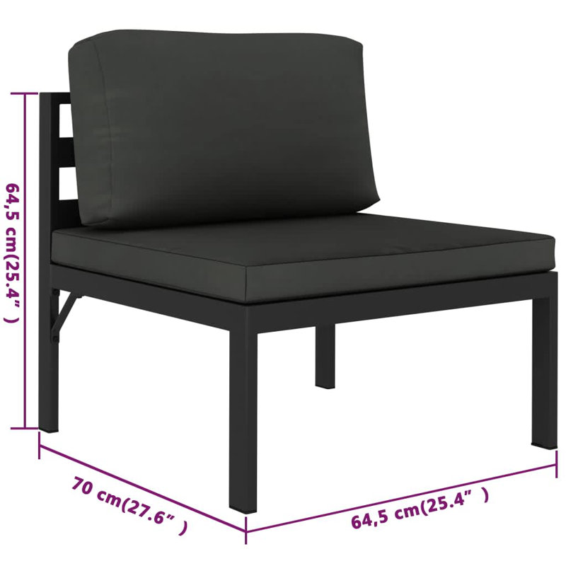 Ensemble de patio 4 pièces avec coussins aluminium anthracite