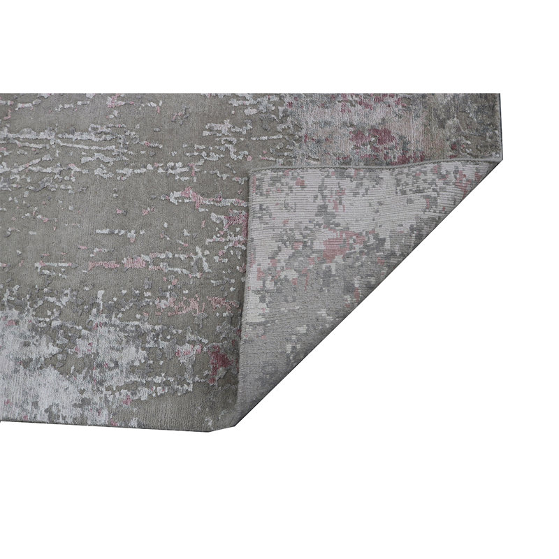 Tapis gris / blanc noué à la main de haute qualité, Rectangle 5 pi x 7 pi