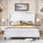 King Size Upholstered Wingback Platform Bed with Tall Headboard-White-1441749360-1439986363