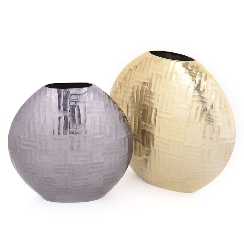 Metal Table Vase, 42cm H x 42cm W x 18cm D, Silver