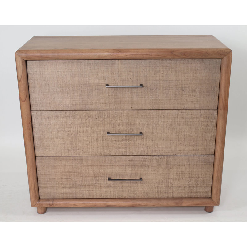 Commode à trois tiroirs Nova, Blanc givré, Laiton, Nickel