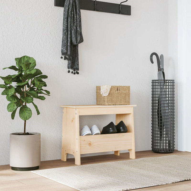 Allisandra Solid Wood Storage Bench, Natural, 45cm H x 60cm W x  28cm D
