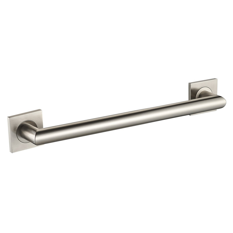 24" Wall-Mounted Crater Grab Bar - Brushed Nickel, Premium Brass Construction, Installation Hardware Included, Brushed Nickel