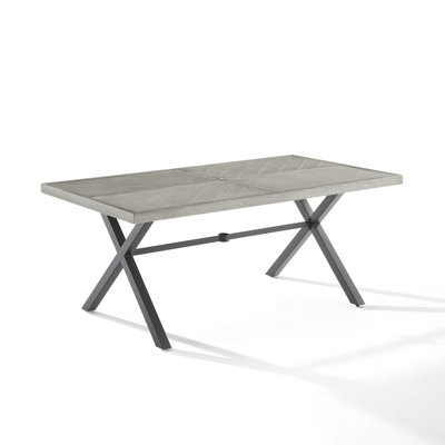 Pulli Rectangular Metal Outdoor Dining Table With Umbrella Hole , 67.25'' in. W 38'' in. D