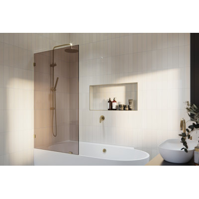 Ursa 34 in. x 58.25 in. Frameless Bronze Tinted Single Fixed Bath Panel