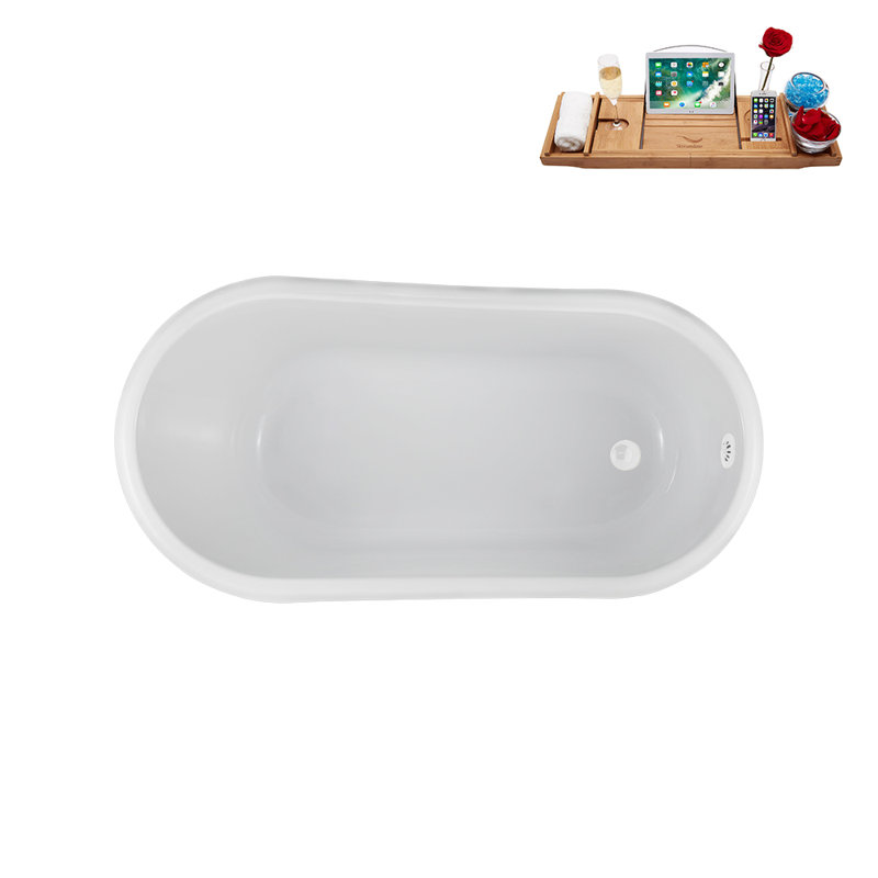 57.5'' x 29.5'' Soaking Acrylic Bathtub, Glossy White, Glossy White