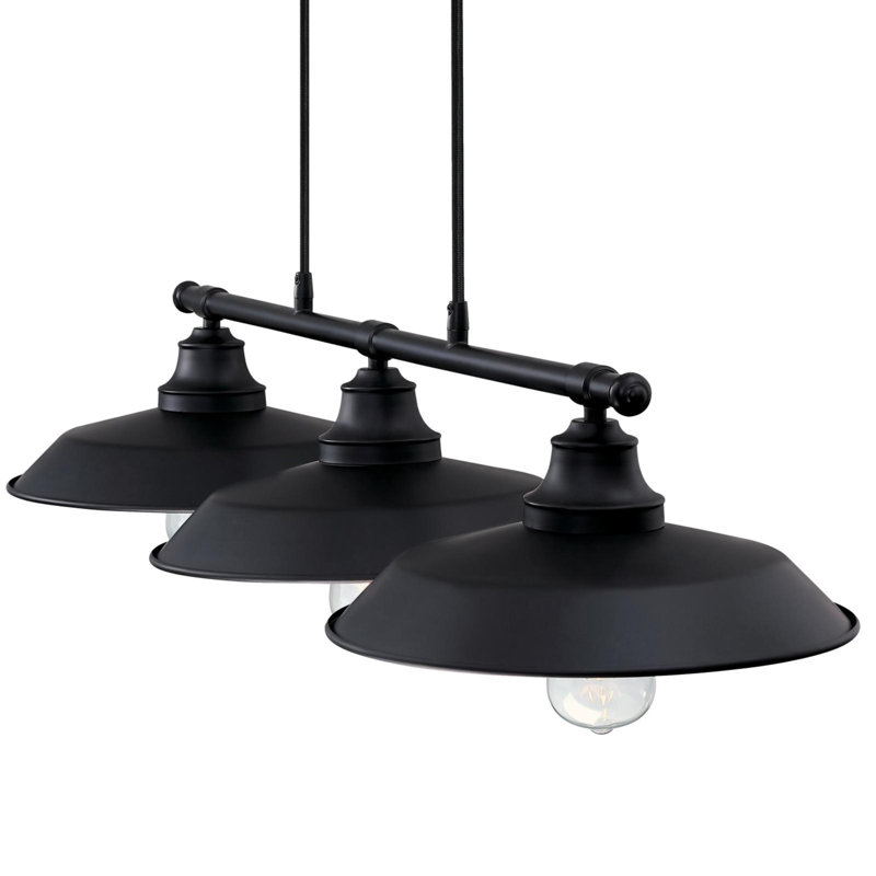 Matte Black Industrial 3-Light Pulley Pendant
