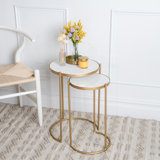 Natural Marble Top Round Nesting Tables (Set Of 2)