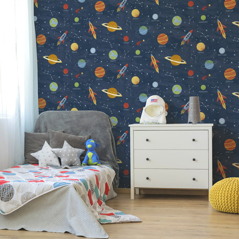 Solar System Blue Outer Space Wallpaper