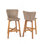 Tabouret de bar d'extérieur Lymington, bois de teck avec osier brun clair, ensemble de 2
