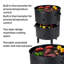 Fumoir à charbon vertical vertical et barbecue avec thermomètre intégré et contrôle de l'alimentation d'air réglable, conception à 2 couches (noir)