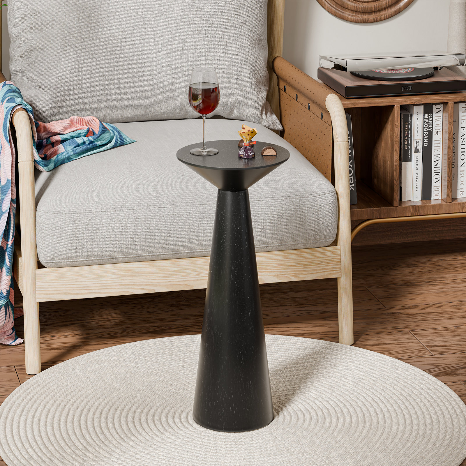 Bozovich Solid Wood End Table, Black, 22.83" H x 9.84" W x 9.84" D