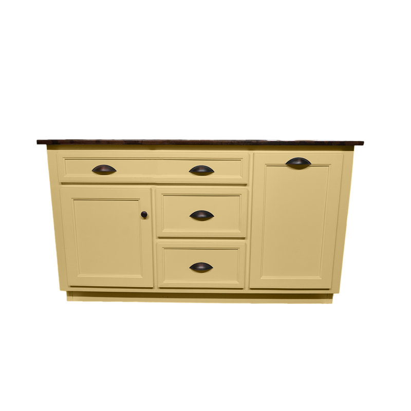 Javonnie Solid Wood Kitchen Island, Yellow