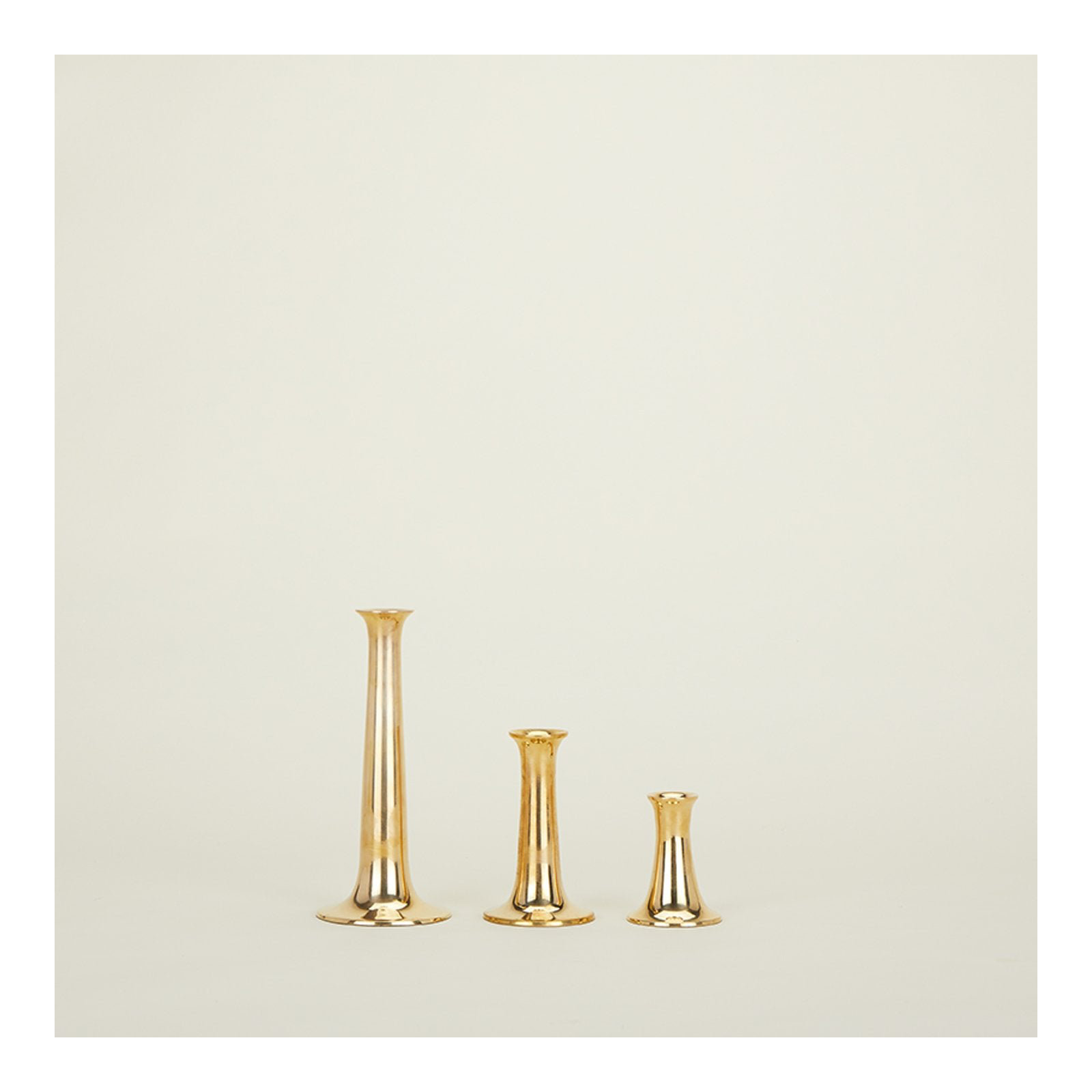 Aluminum Tabletop Candlestick, Brass, 9" H x 4" W x 4" D